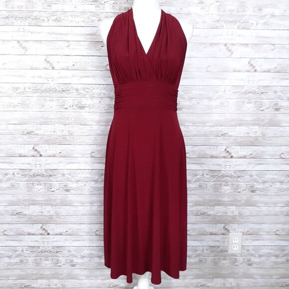 Jones Wear Dress Sz 10 Sleeveless Halter Style Burgundy 645A - Picture 1 of 6
